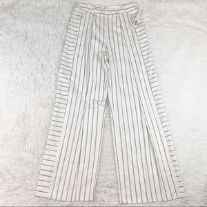 Antonio Melani New High rise wide leg pleated front striped pants in white
